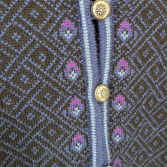 Dale Of Norway Casual Collection 100% New Wool Floral Cardigan Sweater Size S - Picture 7 of 9